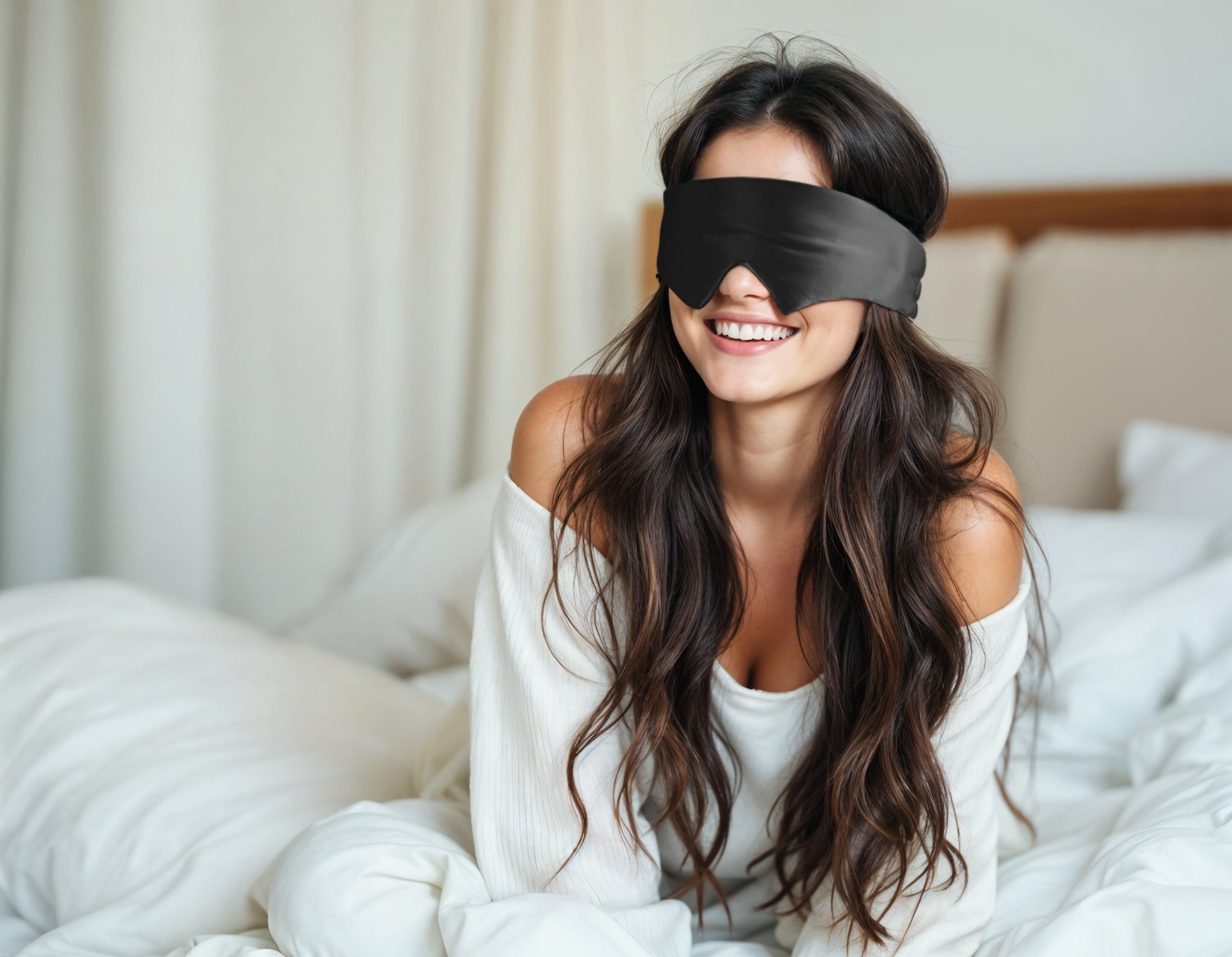 Zijden Deep Sleep Maskers Zwart- Set van 2