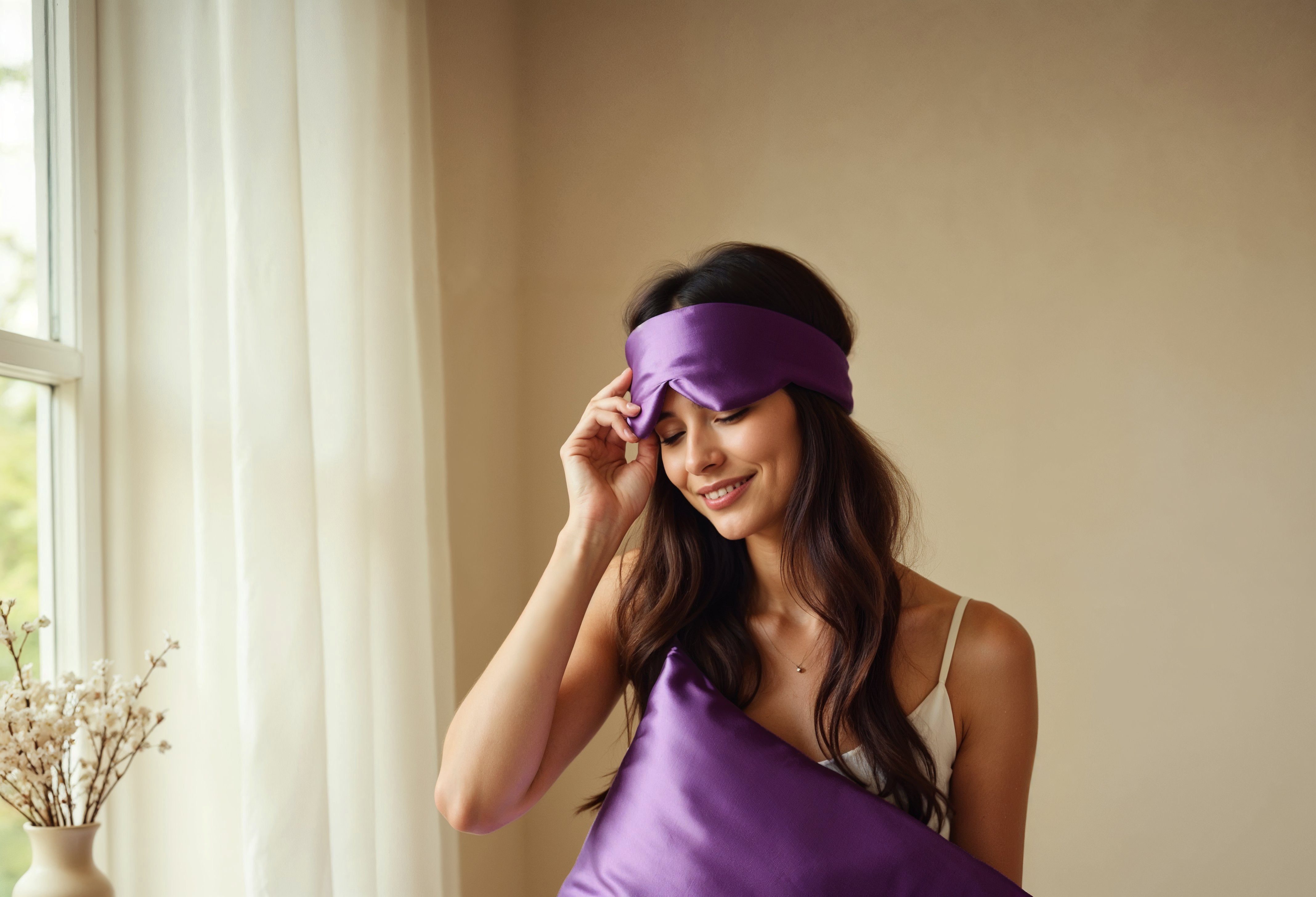 Zijden Deep Sleep Masker Purple